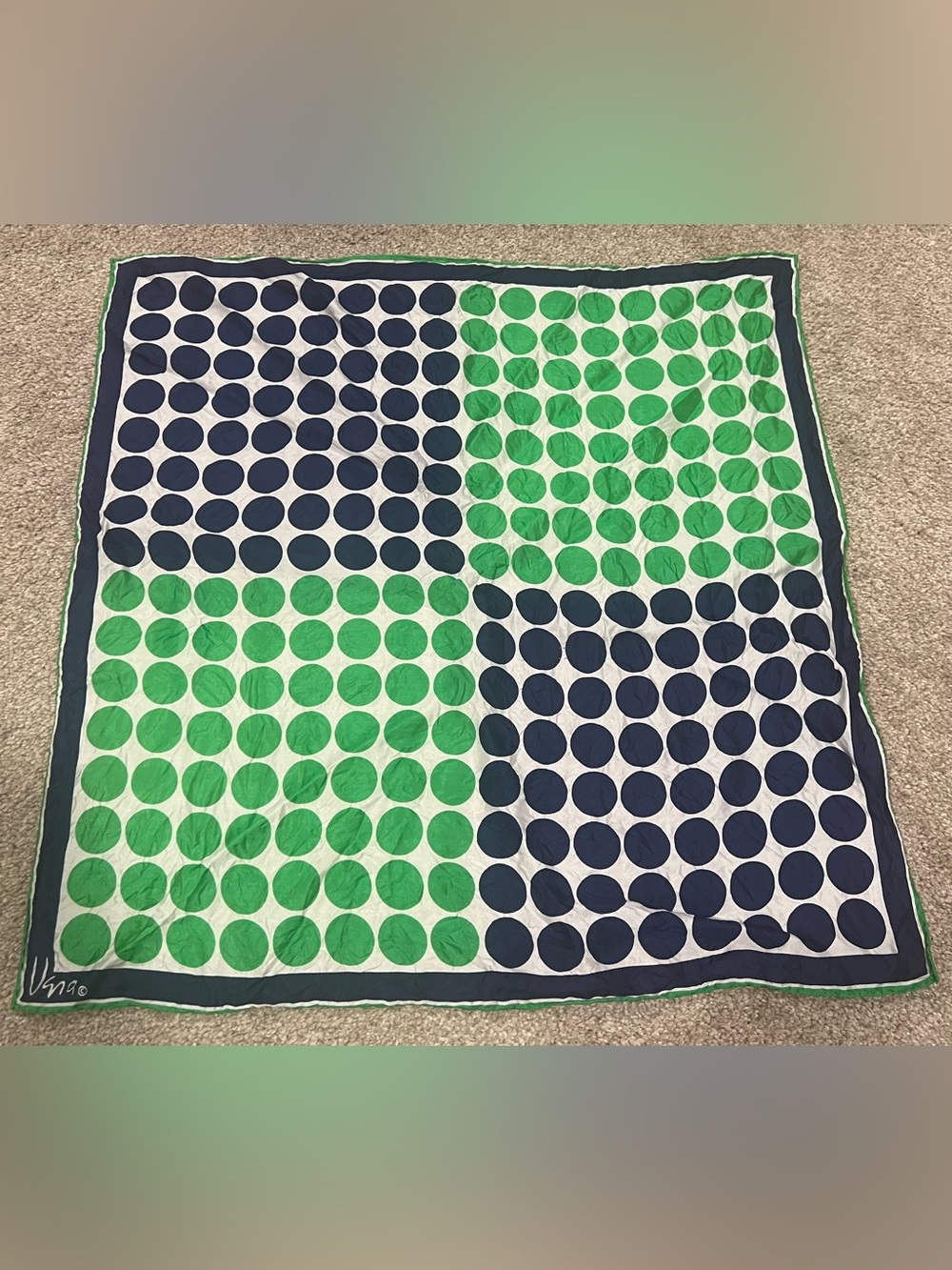 Vintage Vera Silk Blend Circle Pattern Scarf